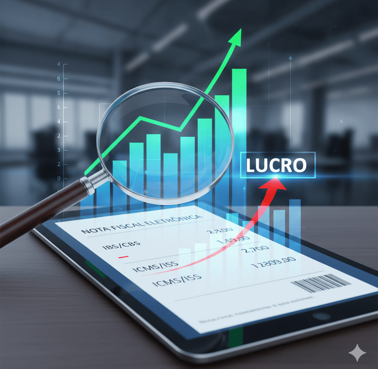 Um tablet com uma lupa.