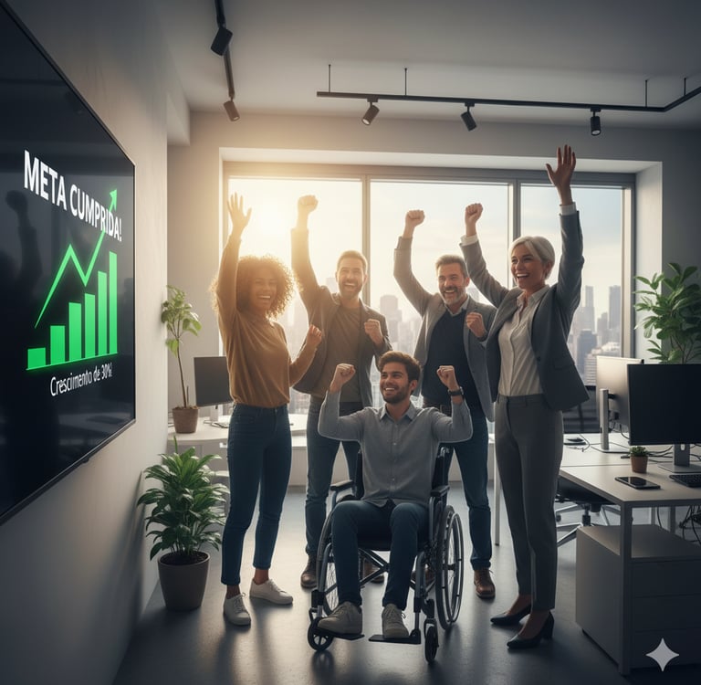 Um grupo de pessoas em volta de um homem em uma cadeira de rodas