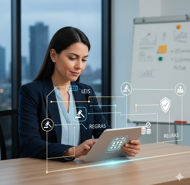 EMPRESÁRIA ANALISANDO CLT EM TABLET