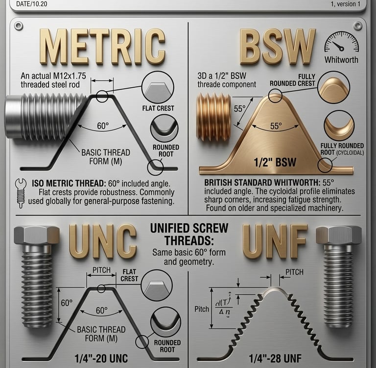UNC Thread UNF BSW BSF Metric Thread NPT Thread BSP Thread