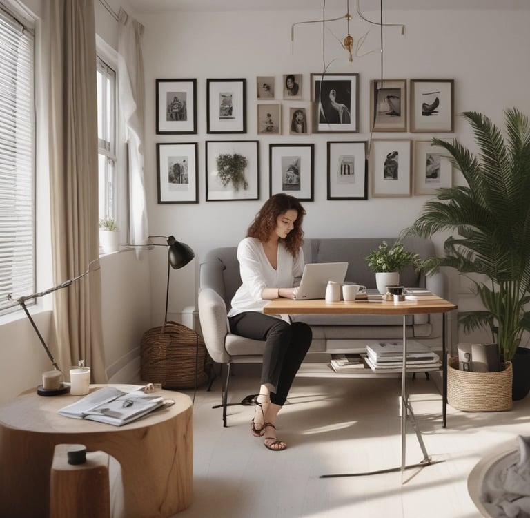 a woman sitting in a chair with a cell phone
