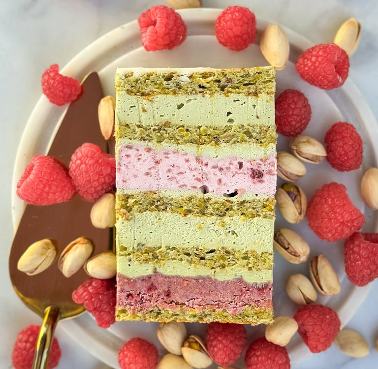 a piece of cake with a slice of cake on top of it