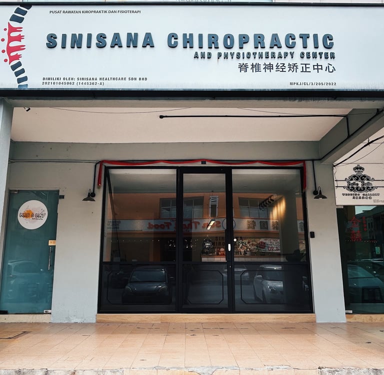 Sinisana Chiropractic and Physiotherapy Centre entrance in Cheras, Selangor