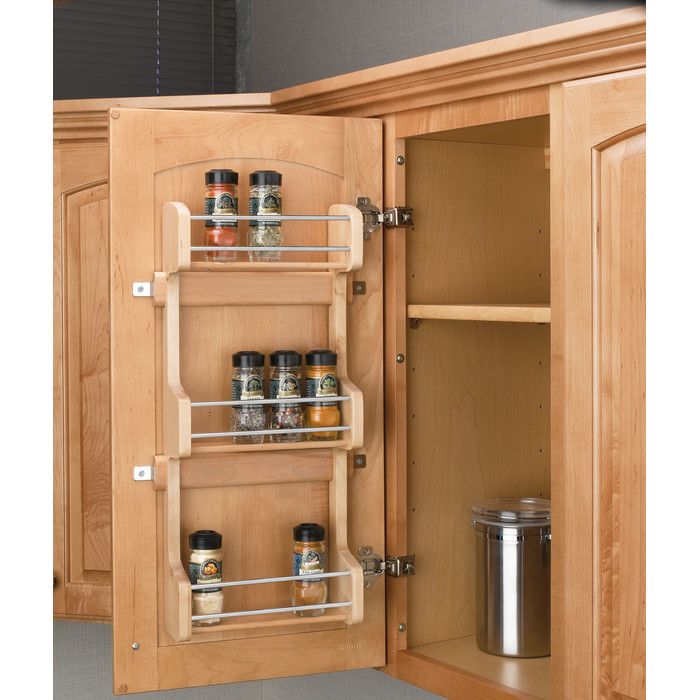 Cabinet door spice rack inside cabinet