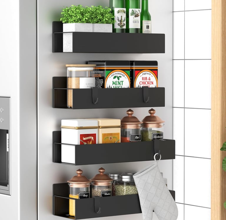 magnetic spice rack for fridge holding multiple jars