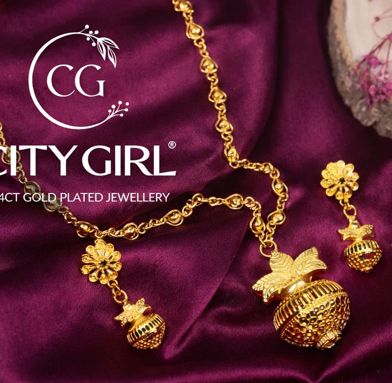 City Girl Jewellery minimalist gold-plated necklace earrings set traditional everyday wear jewellery