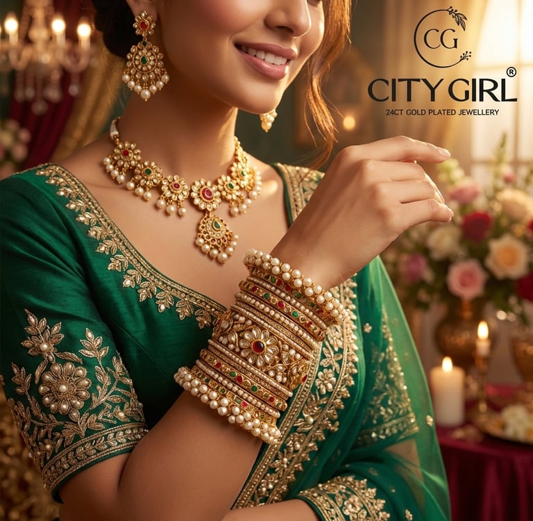 Polki bridal jewellery set gold-plated — statement wedding jewellery