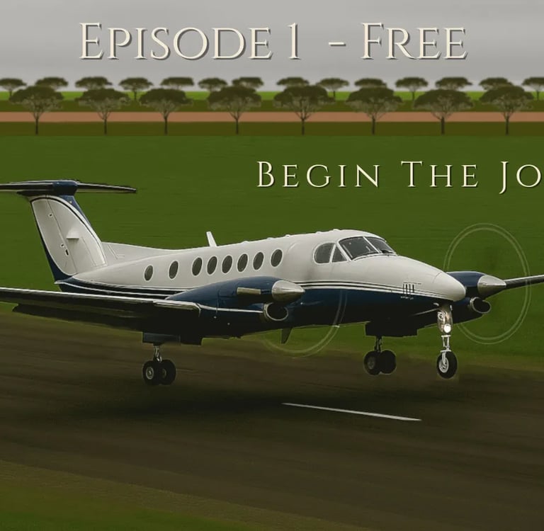 twin engine plane taking off on a sealed airstrip with green paddocks around