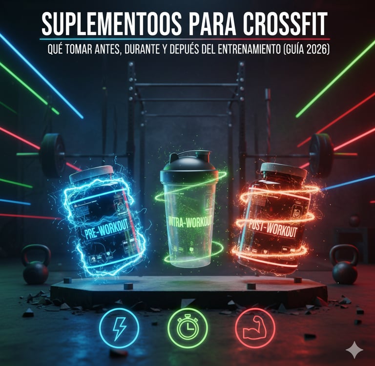 Suplementos para CrossFit: Qué Tomar Antes, Durante y Después del Entrenamiento (Guía 2026)