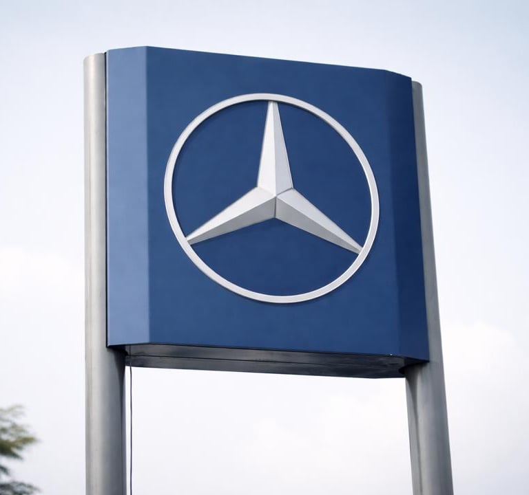 Illuminated Benz sign in Lagos by SignWriters