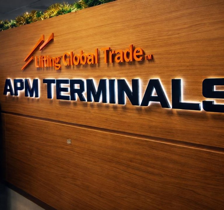 Illuminated APM Terminal signage installation in Lagos by SignWriters