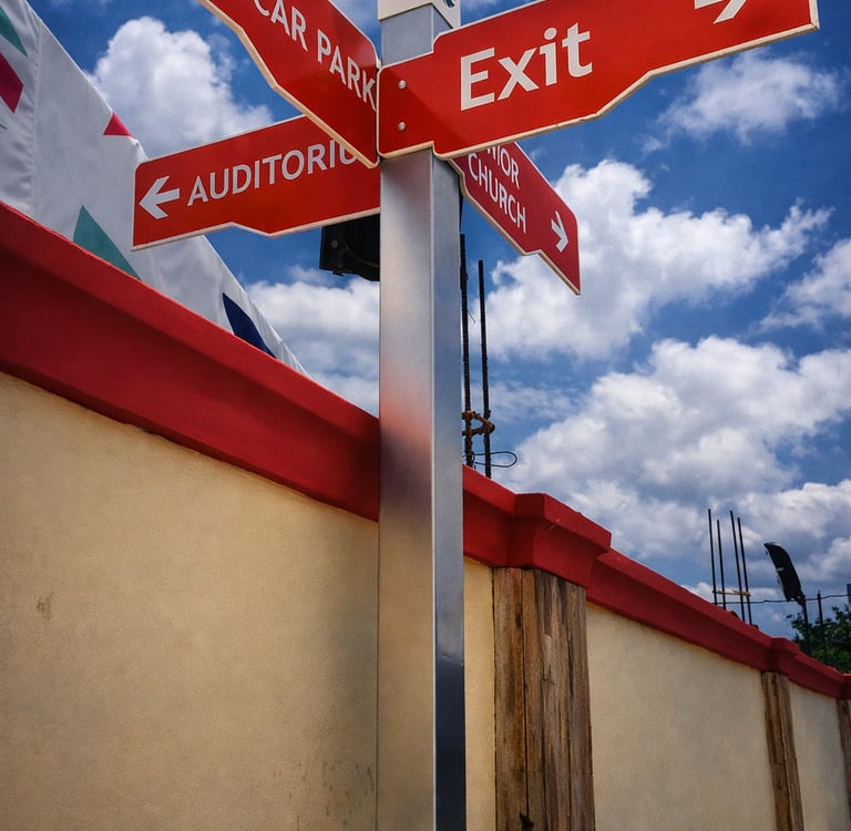Global Impact Church Directional sign by SignWriters