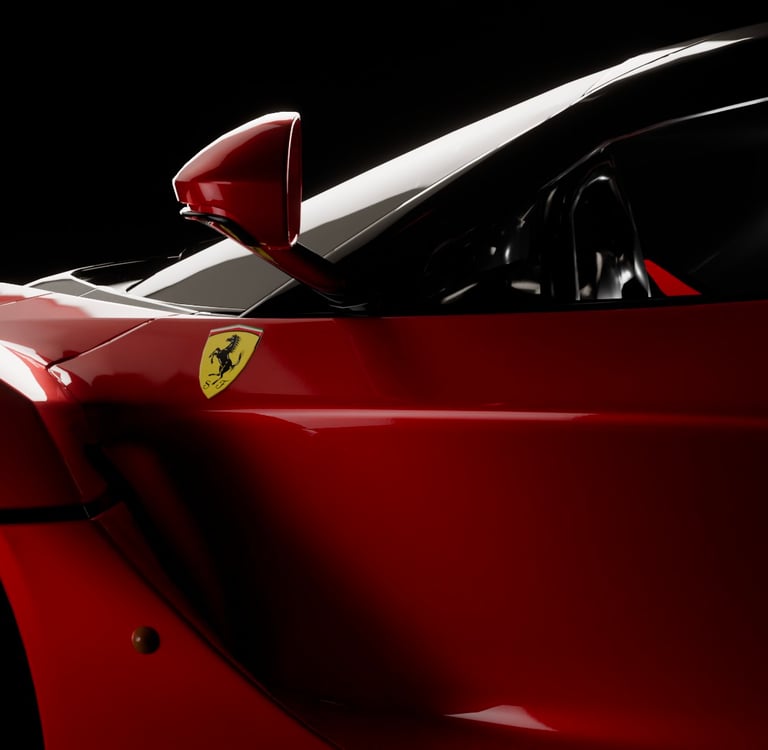 Side view of La Ferrari 3d model created for an ad
