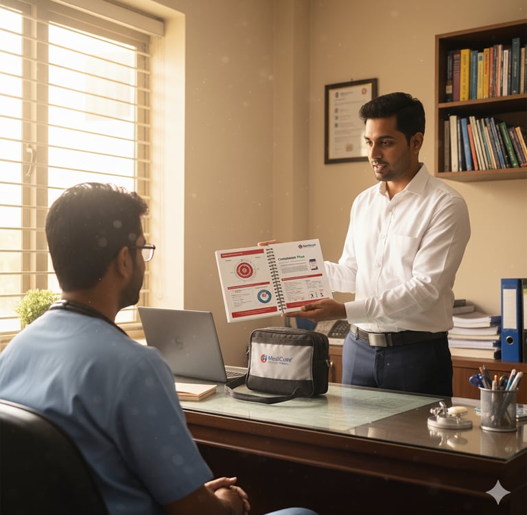 Strio Healthcare medical representative detailing to doctor