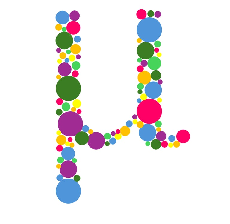 The muspan logo, a mu made of coloured dots