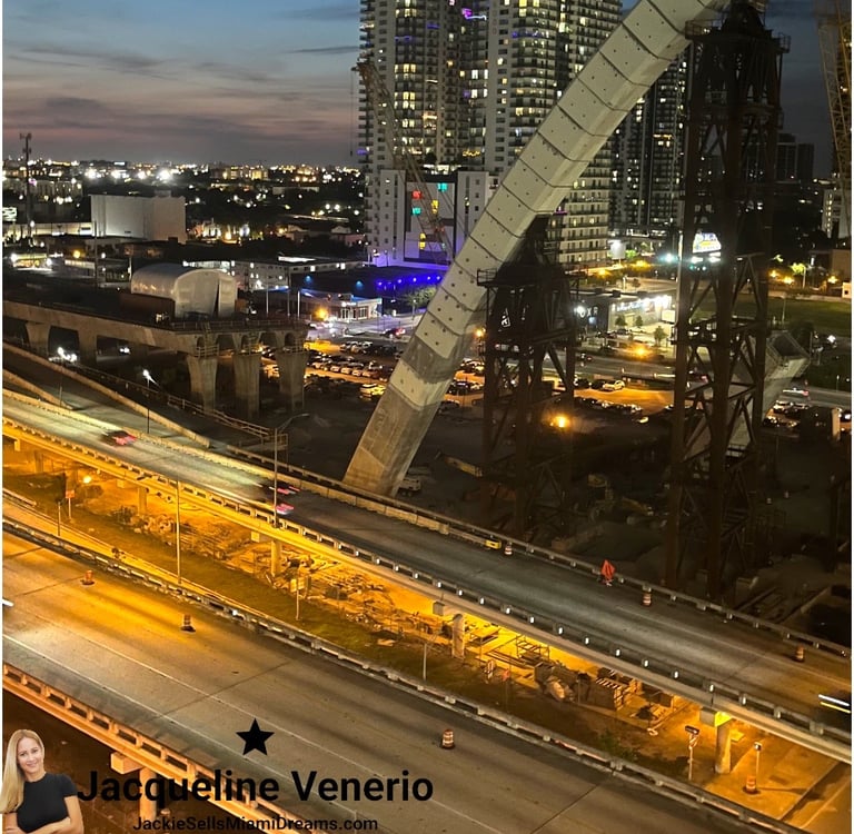 a construction site May 2023 of a bridge spanning a the city of Miami by Jacqueline Venerio 