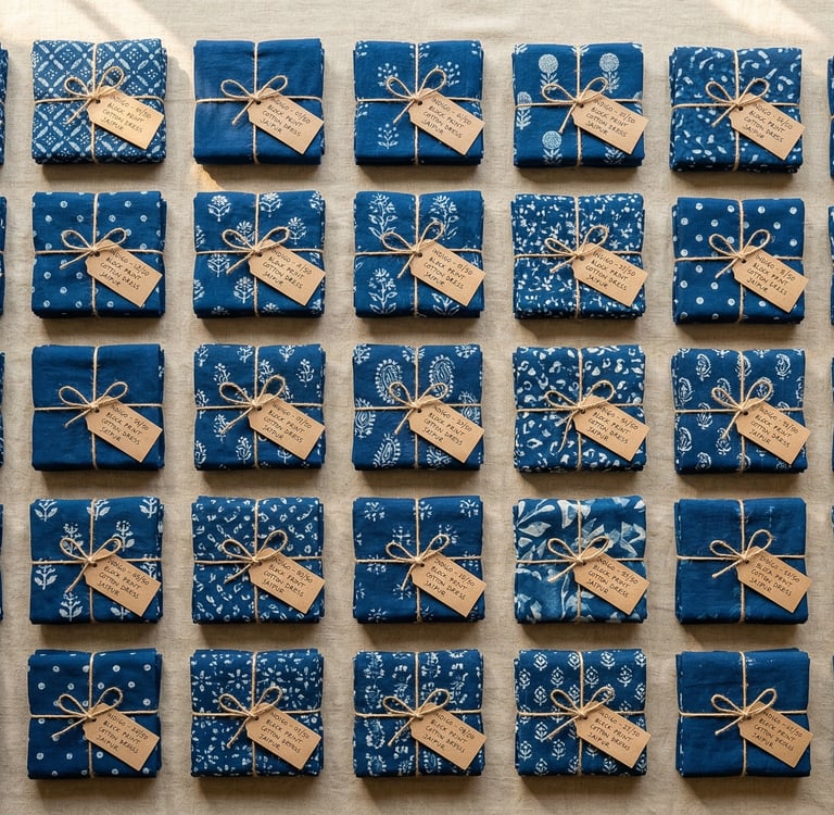 Low MOQ clothing manufacturing India — small batch 50 unit production run of custom block print dresses by Ashanari Jaipur