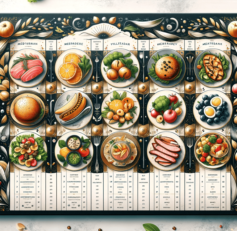 a calendar calendar with a variety of food items