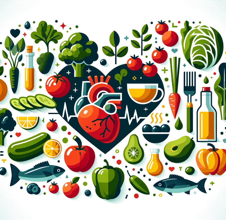 a heart shaped heart with various types of food