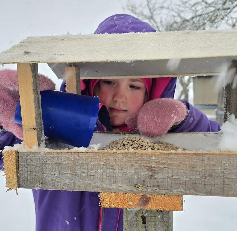 Vaikas lesina paukštelius lauko darželyje ,,Ąžuolynas" Marijampolėje
