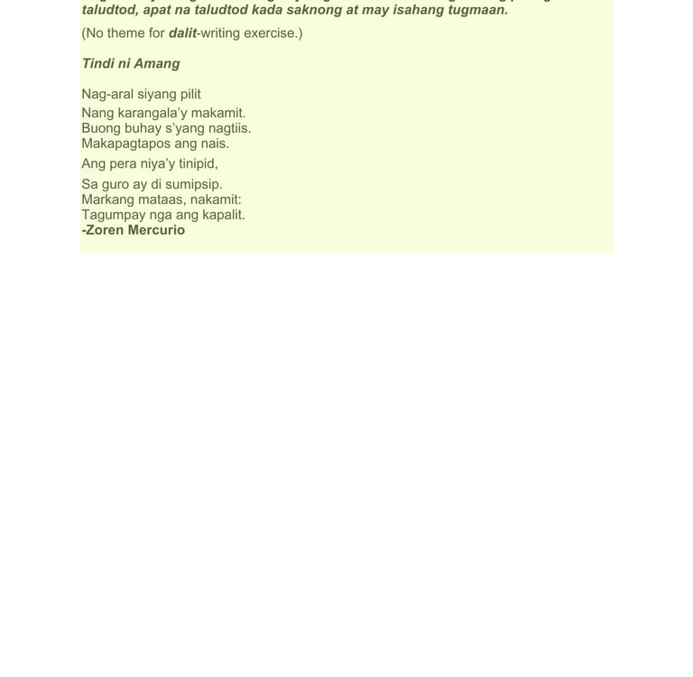 dalit traditional tagalog poem