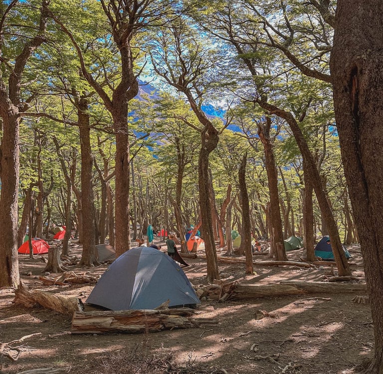 Campsite next to Fitz Roy in Patagonia, Argentina, South America