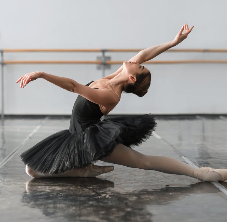 a woman in a black dress and a black skirt