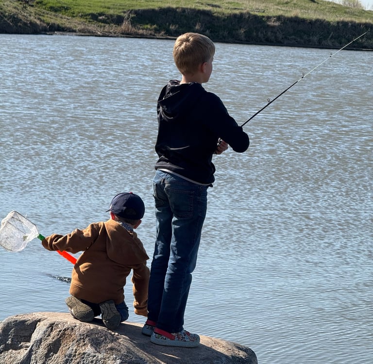 Gage and CJ fishing