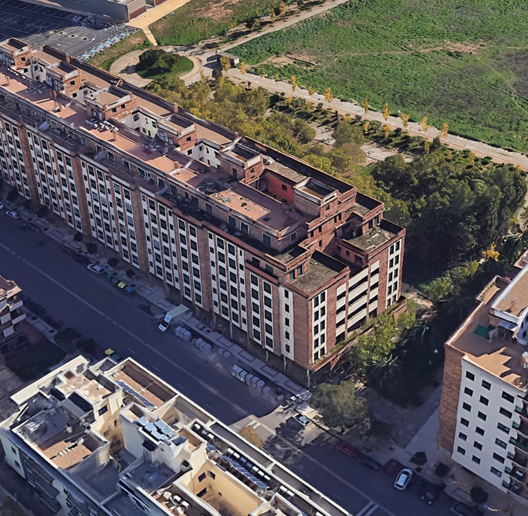 Vista aérea del Edificio Nilo en Badajoz
