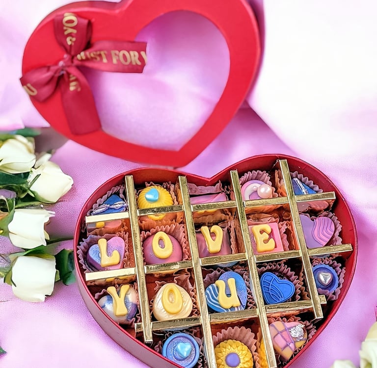 Hôp Socola hình trái tim tone Hồng tím CH18020 Chocolate Nha Trang