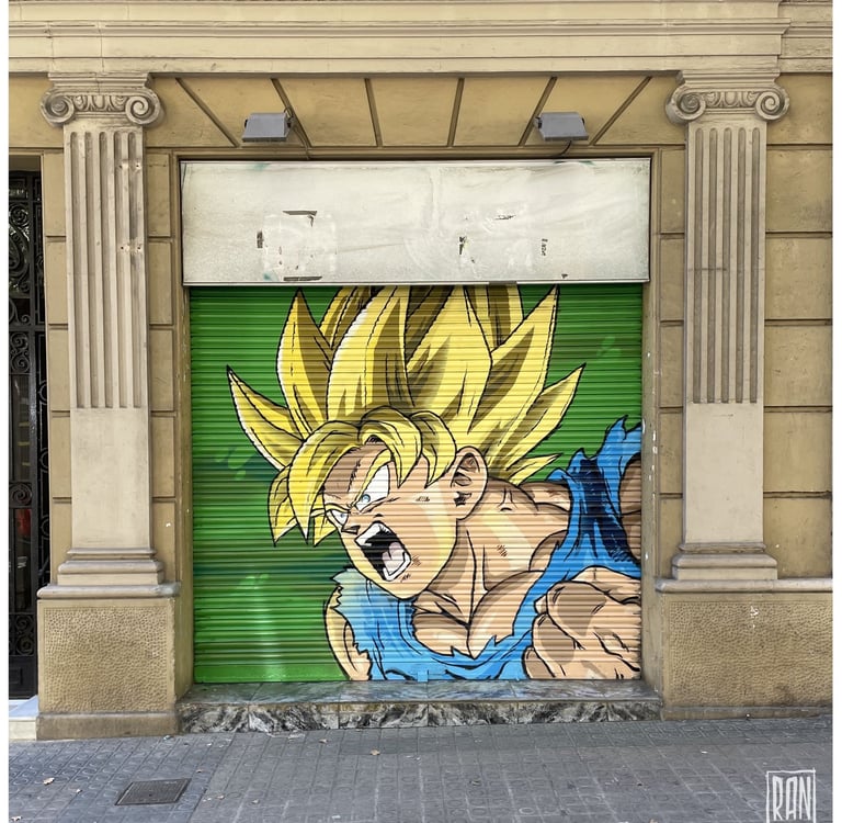 dibujo de Son Gaku en una persiana. decoración