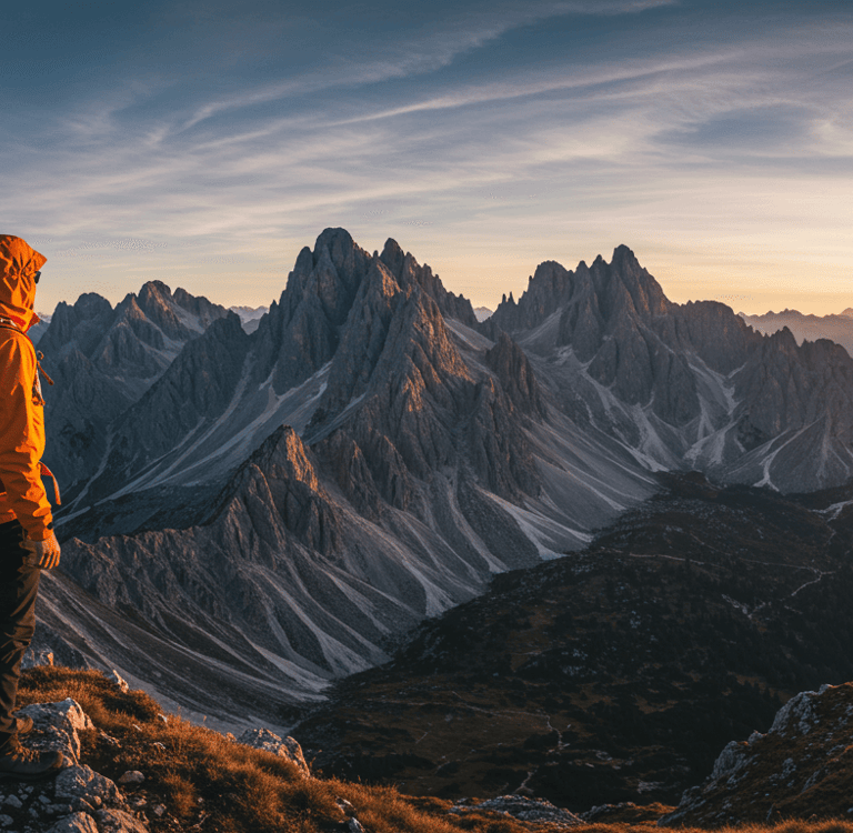 Hiker wearing the best outdoor adventure apparel 2025 while exploring a scenic mountain landscape
