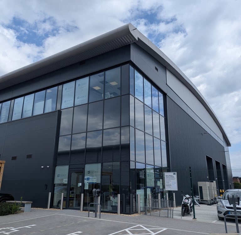 Front view of the warehouse