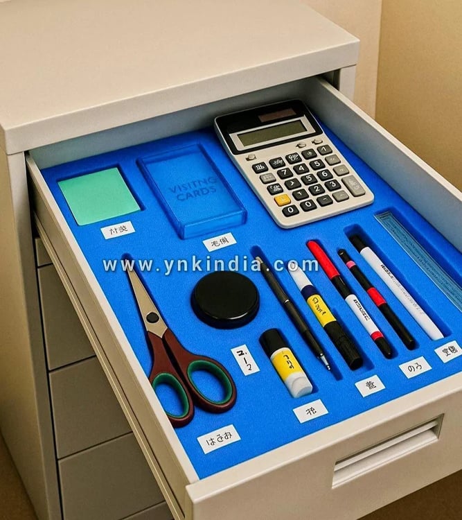 YNK India Custom Blue Foam Shadow Board Drawer Organizer for Stationery