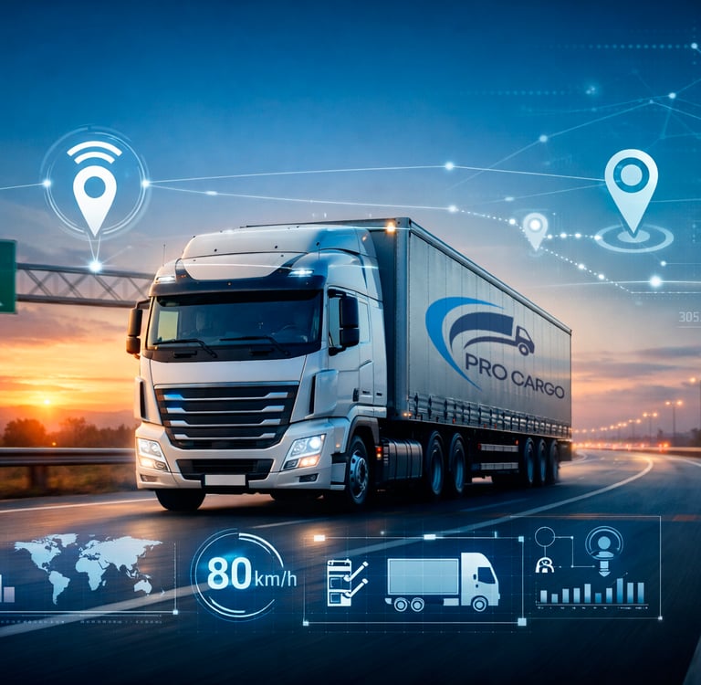 Camión de transporte de carga Pro Cargo en ruta argentina - Logística 2026.