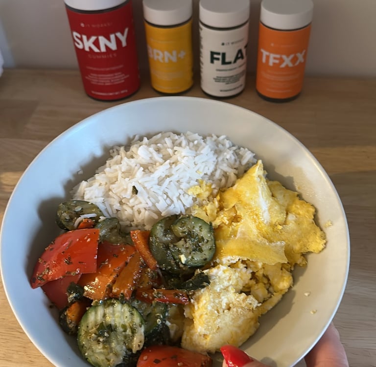 Petit-déjeuneriez healthy avec produits IT WORKS SKNY Gummies TFX et Hydrate