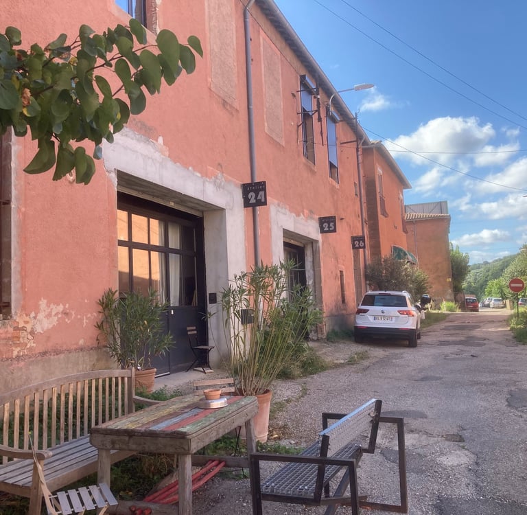 A row of ateliers or artists' workshops.