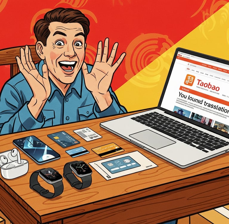 A screenshot of the Taobao homepage with a browser's translation overlay, showing the title "How to 