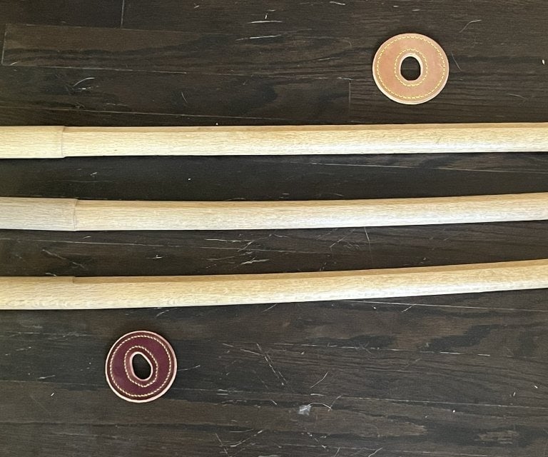 shirokashi bokuto and leather tsuba