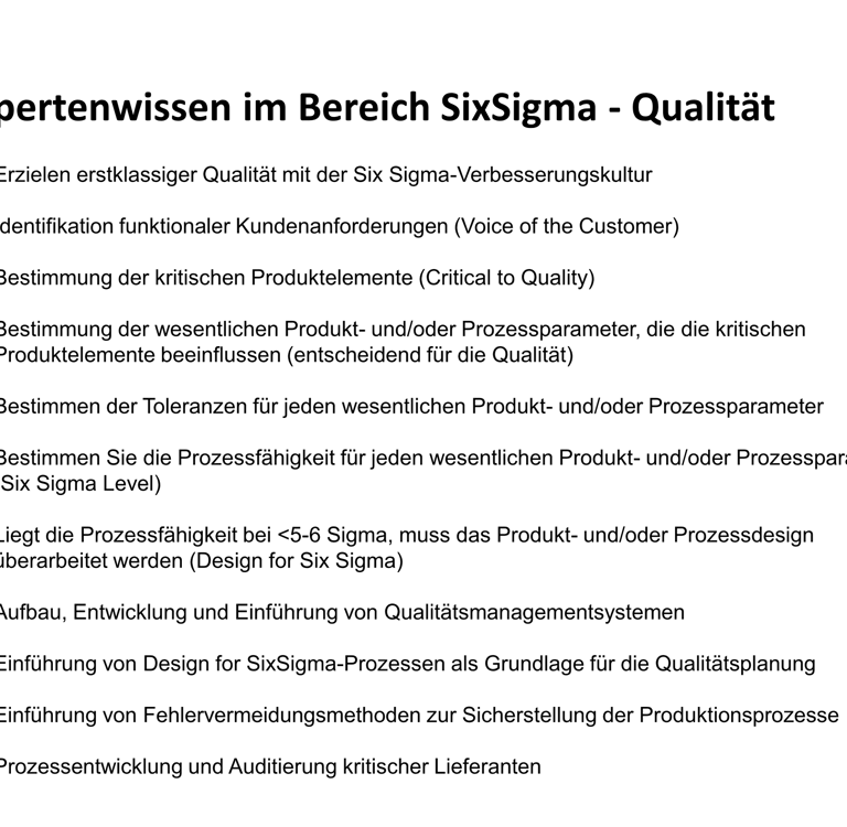 Expertenwissen im Bereich Six Sigma Qualität
