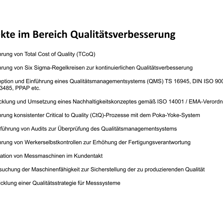 Expertenwissen im Bereich Qualitätsverbesserung