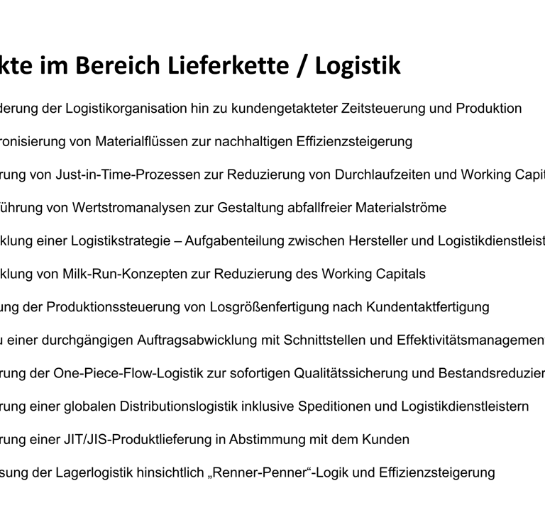 Expertenwissen im Bereich Lieferkette - Logistik