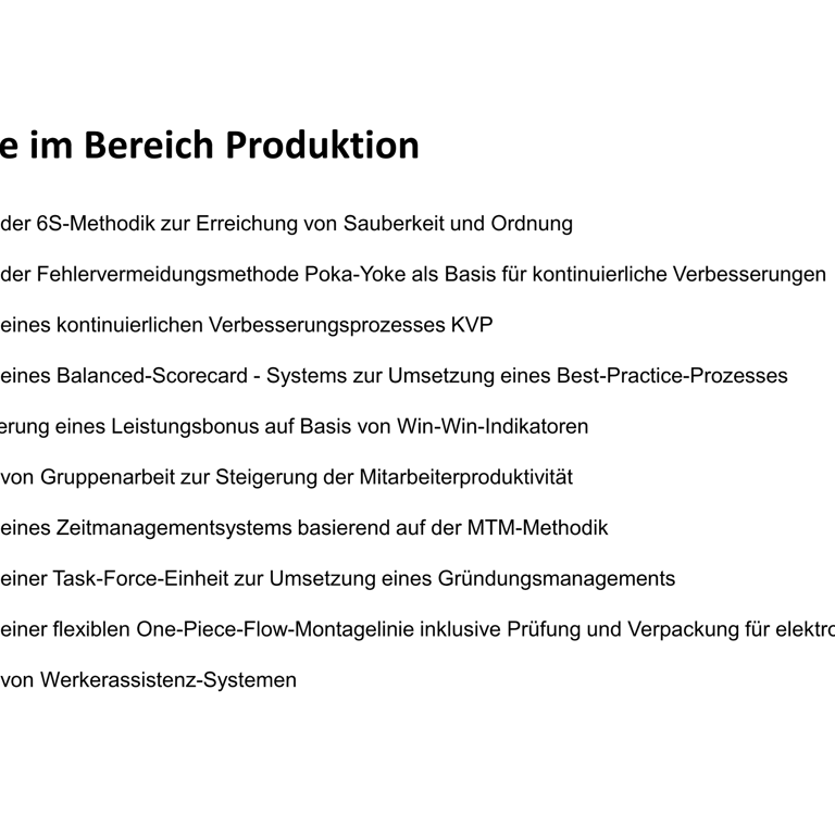 Expertenwissen um Bereich Produktion