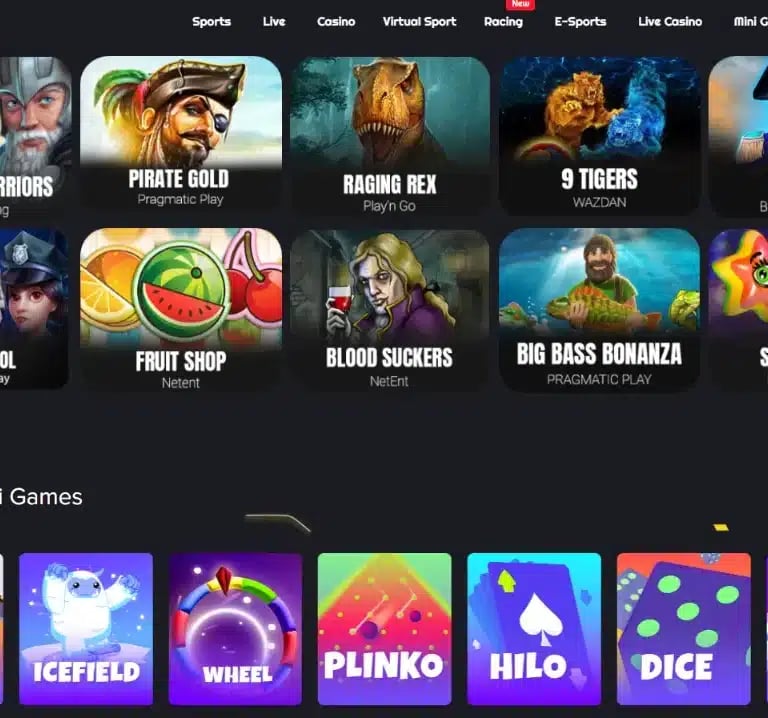 Freshbet casino mini games