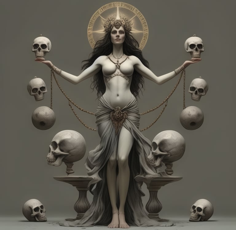 goddess holding skulls 