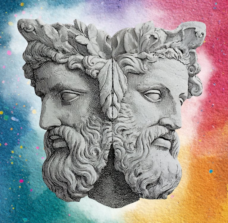 la te^te de janus qui regarde vers le passé et le futur