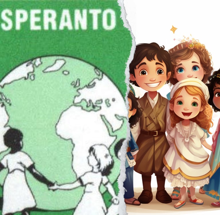 un groupe d'enfants autour d'un globe en opposition avec des enfants de cultures différentes