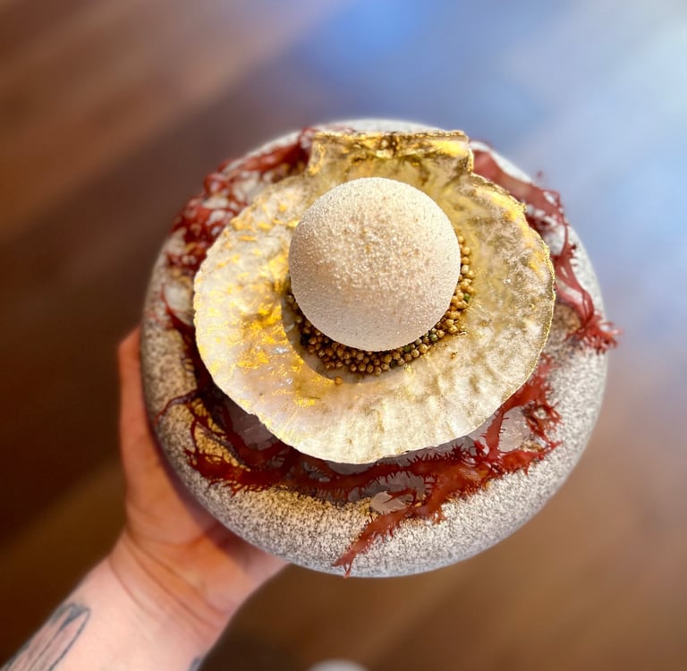 a unique dessert that looks like a pearl by Paola Marocchi