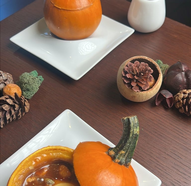 pumpkin sundae served on the shell