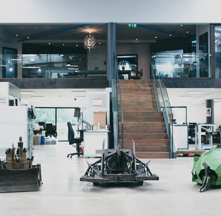 Replicas of Shunt, Dead Metal and Sgt Bash, the house robots from Robot Wars at Labman Automation